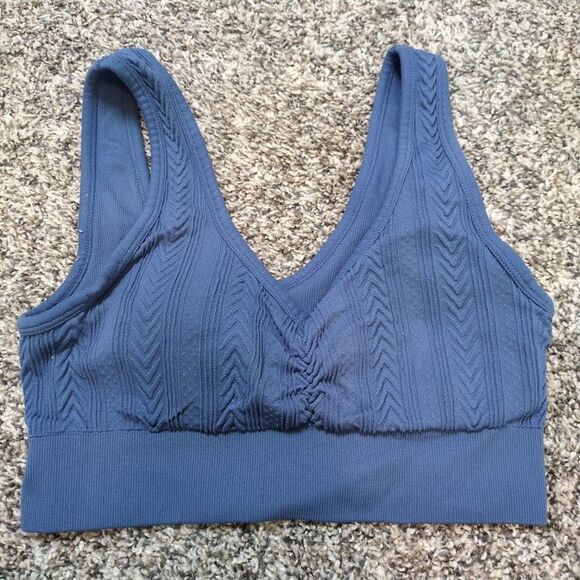 Lot of 2 Aerie Medium Seamless Cable Knit Padded Bralette *Missing 1 Pad* - Picture 3 of 7